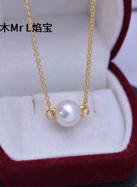 淡水11-12mm正圆强光白色细微瑕珍珠吊坠S925银加粗路路通款项链