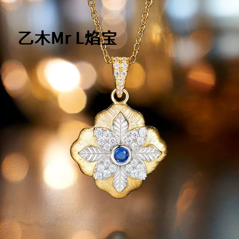 意大利中古风S925纯银拉丝雪花金银分色项链小众饰品女2026新款