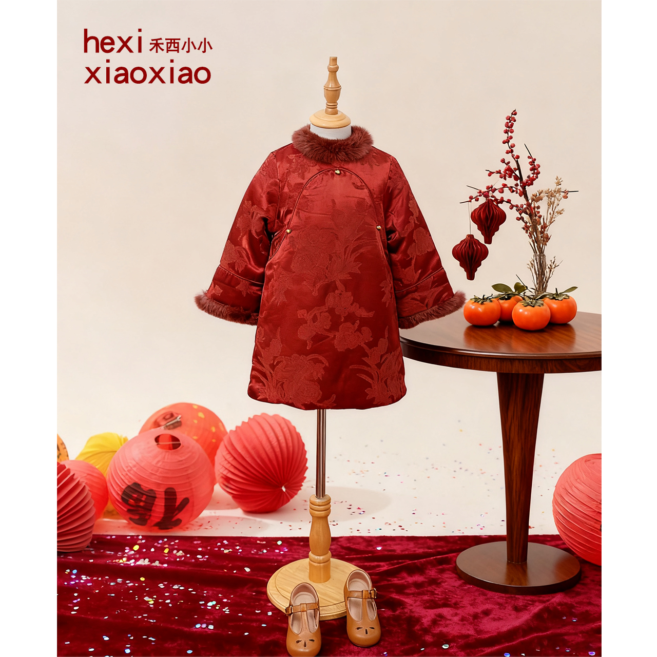 禾西小小|獭兔毛新年连衣裙