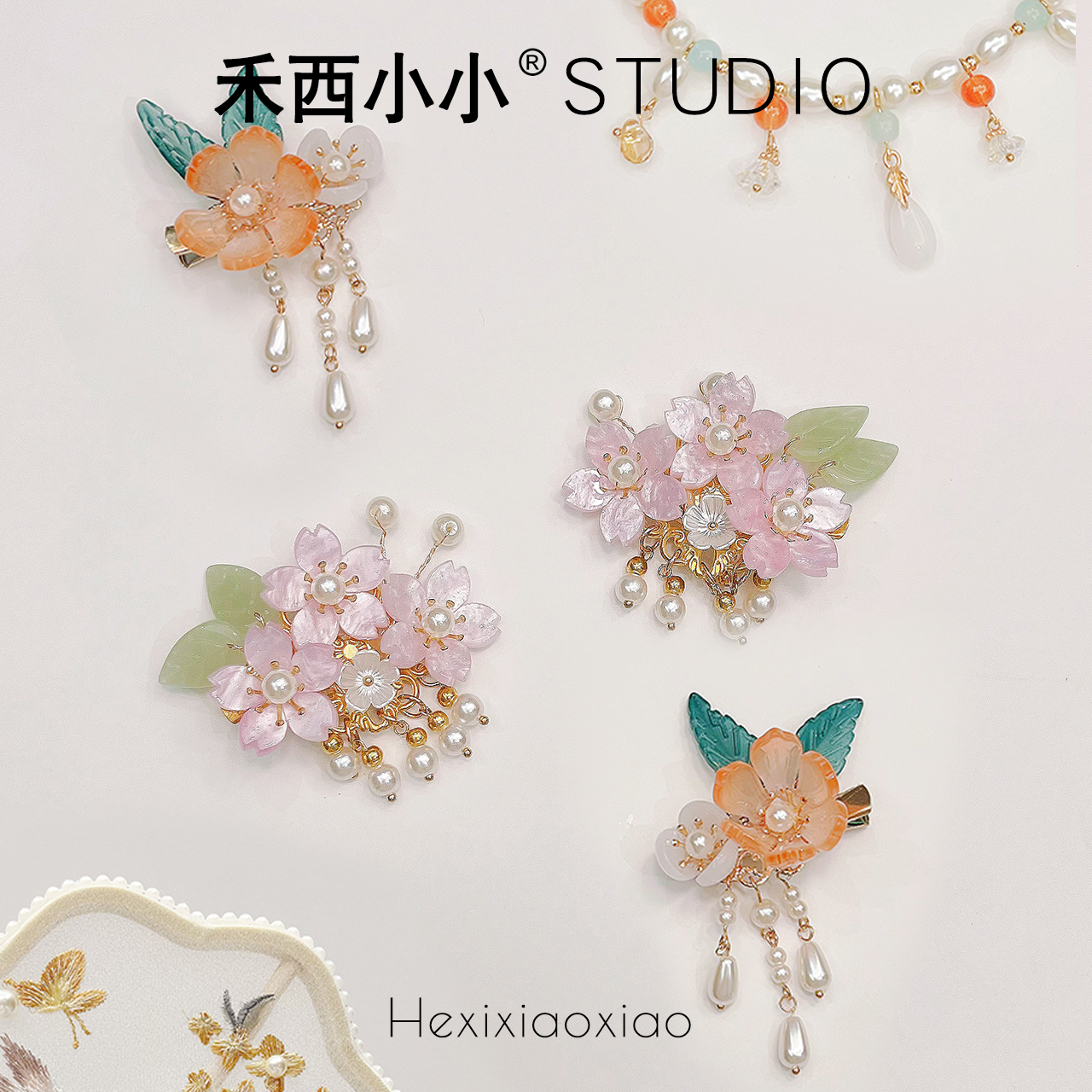 女童汉服发饰流苏发卡头饰