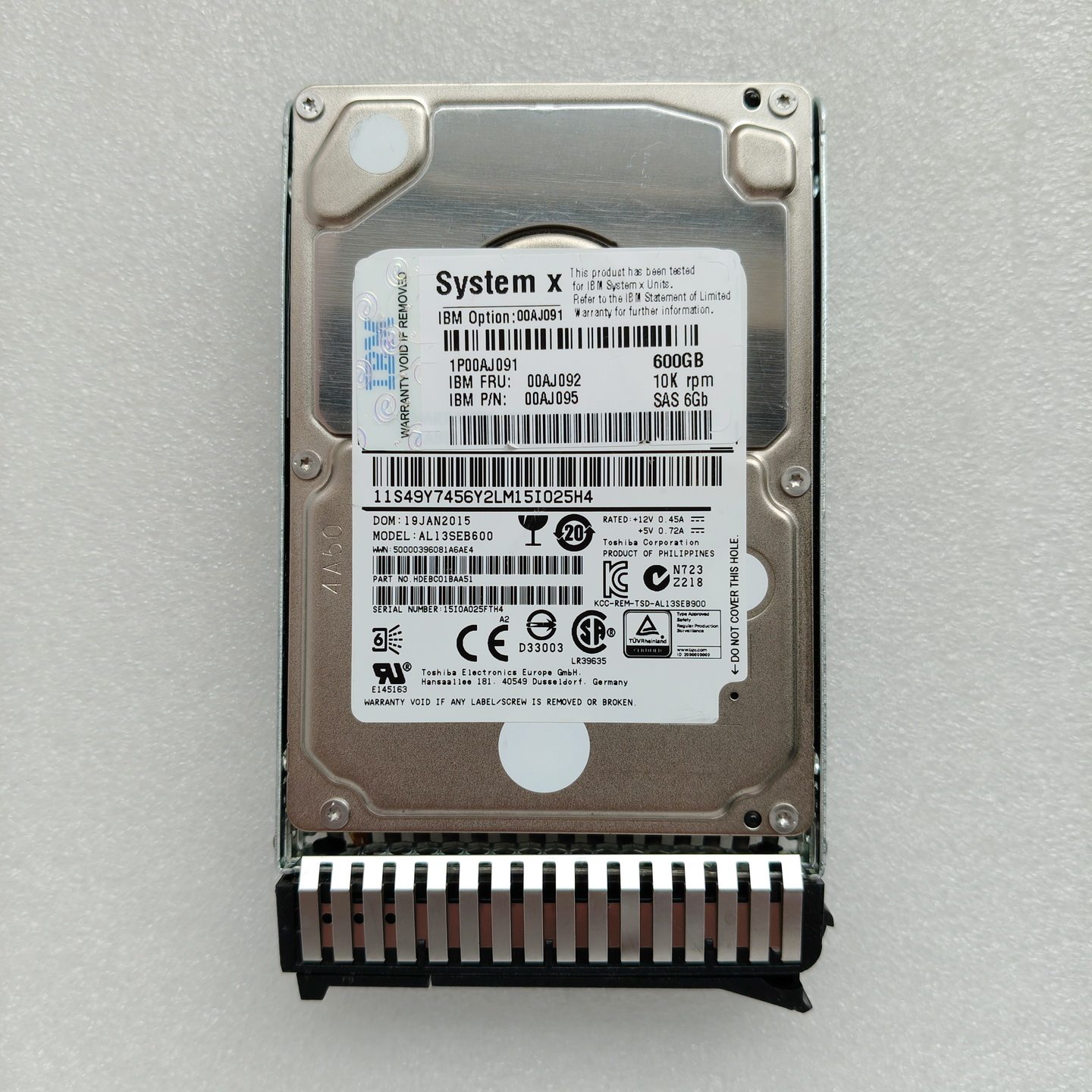 IBM 00AJ092 00AJ091 X3650M5 X3850X6 10K 600G 2.5寸SAS硬盘