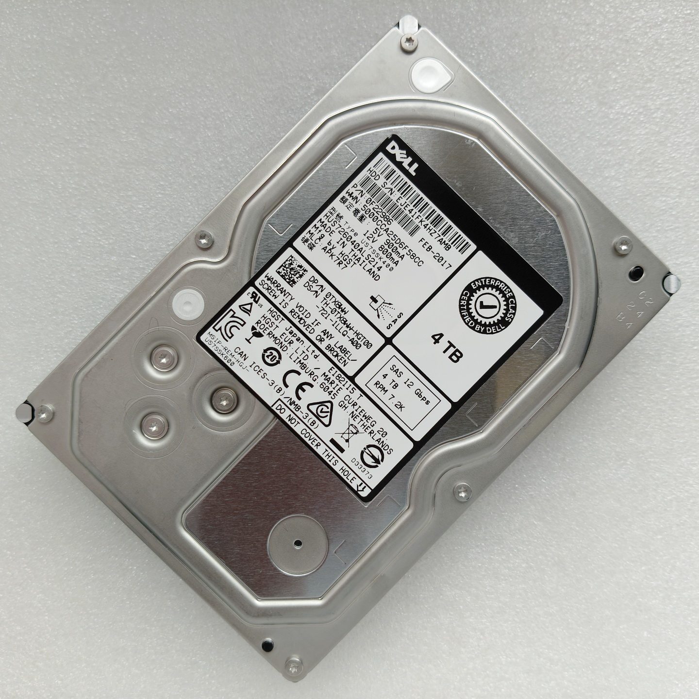 戴尔 0TX8WW HUS726040ALS214 R730 R630 12Gb SAS 4TB服务器硬盘