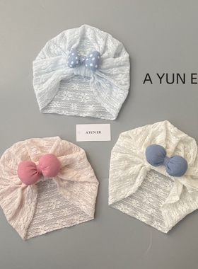 婴儿帽子夏季薄新生婴幼儿可爱公主胎帽宝宝无骨护囟门洋气印度帽