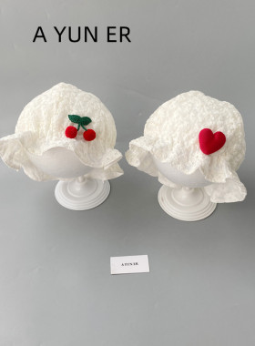 婴儿帽子春秋款韩版洋气花朵渔夫帽小月龄女宝宝外出可调节公主帽