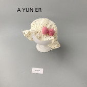 遮阳可调节宝宝渔夫帽 洋气女童抽绳公主帽秋季 婴儿帽子春秋款 韩版