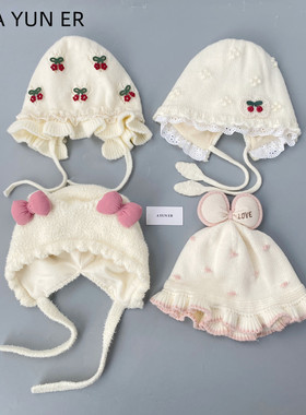 秋冬季婴儿帽子女宝宝可爱甜美毛线帽韩版女童保暖加厚公主针织帽