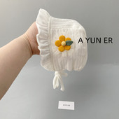 婴儿帽子女宝宝护耳帽春秋外出防风帽包头帽小月龄公主帽洋气可爱