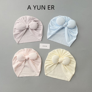 婴儿护头囟门帽夏季 透气新生儿空调遮脑门胎帽宝宝印度包头帽 薄款