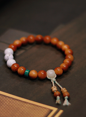 蒙松石崖柏手串手链情绪稳定菩提白松石舒缓复古香气手串情侣手链