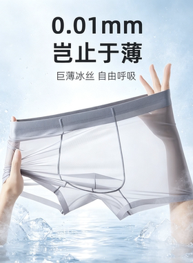 男人黑丝夏天冰爽冰丝空调男士高级内裤夏季薄款平角透气超薄裤衩
