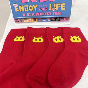 猪猪侠GGbond红袜子gg爆情侣秋冬红色结婚袜子中筒情侣卡通长袜