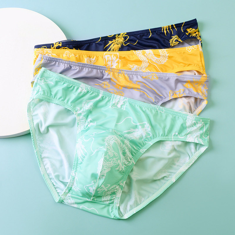 龙纹中国风 夏季男士超薄三角内裤 凉感冰丝轻薄透气舒适短裤衩,女士内衣/男士内衣/家居服,男三角内裤,淘宝优惠券,粉丝福利购,淘宝优惠卷