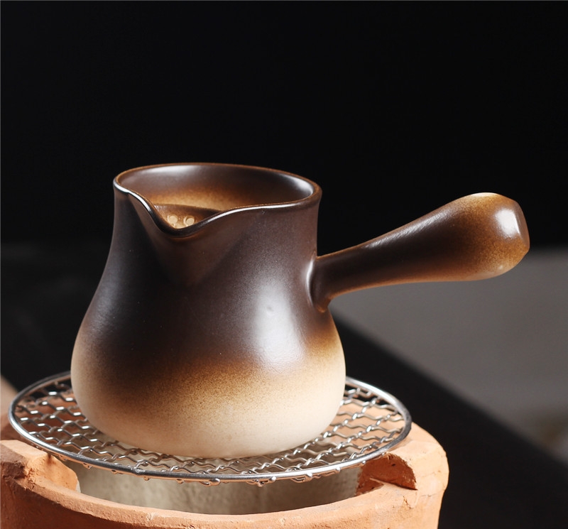 白泥煮茶壶侧把公道杯罐罐茶煮茶器耐烧炭炉电陶炉小号容量粗陶壶
