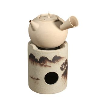 白泥砂铫壶日式侧把煮茶壶功夫茶具手绘炭炉薄胚耐热电陶炉烧水壶