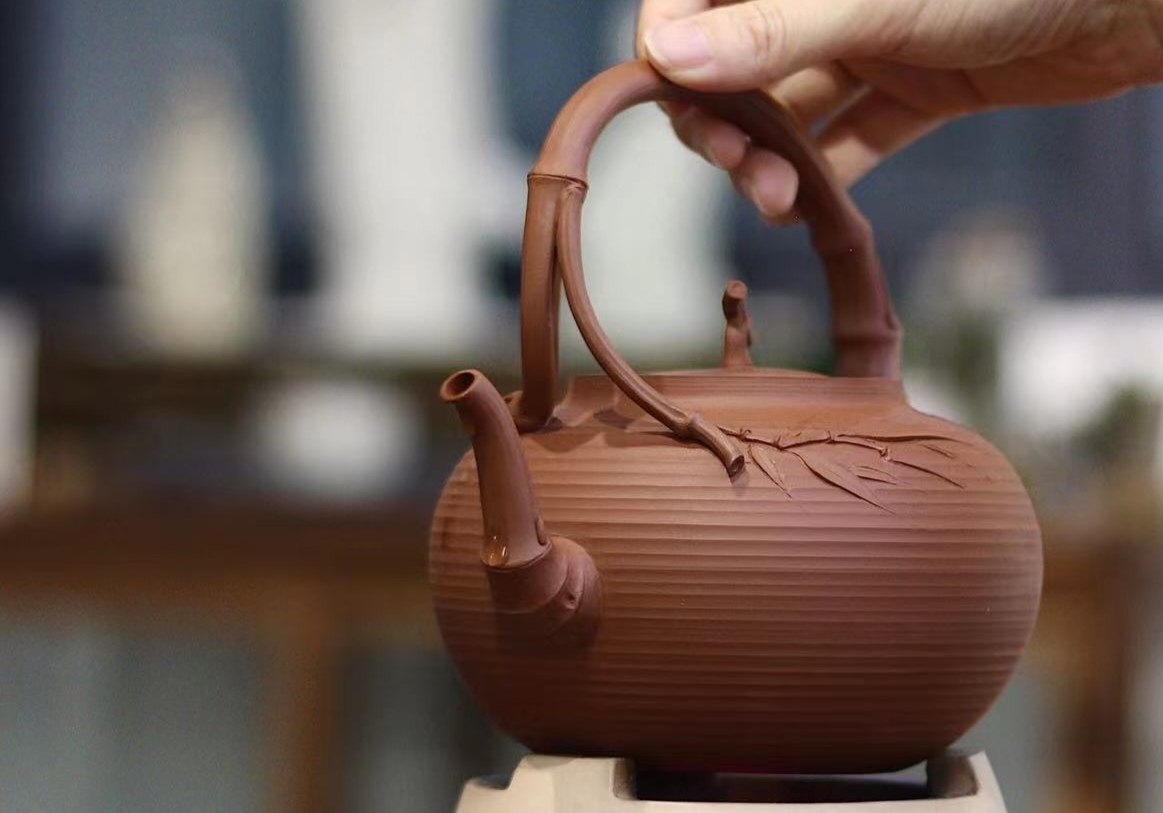 林于凯大师桃子砂挑壶新提梁竹壶朱泥烧水煮茶壶家用煮水壶提梁壶,餐饮具,煮茶炉,淘宝优惠券,粉丝福利购,淘宝优惠卷