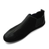 乐福鞋 秋冬新款 休闲皮鞋 油墨皮百搭套脚磨砂拼接个性 潮男时尚 韩版