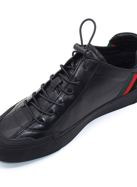 男鞋秋季2024新款时尚潮流真皮板鞋软底透气一脚蹬休闲鞋牛皮单鞋