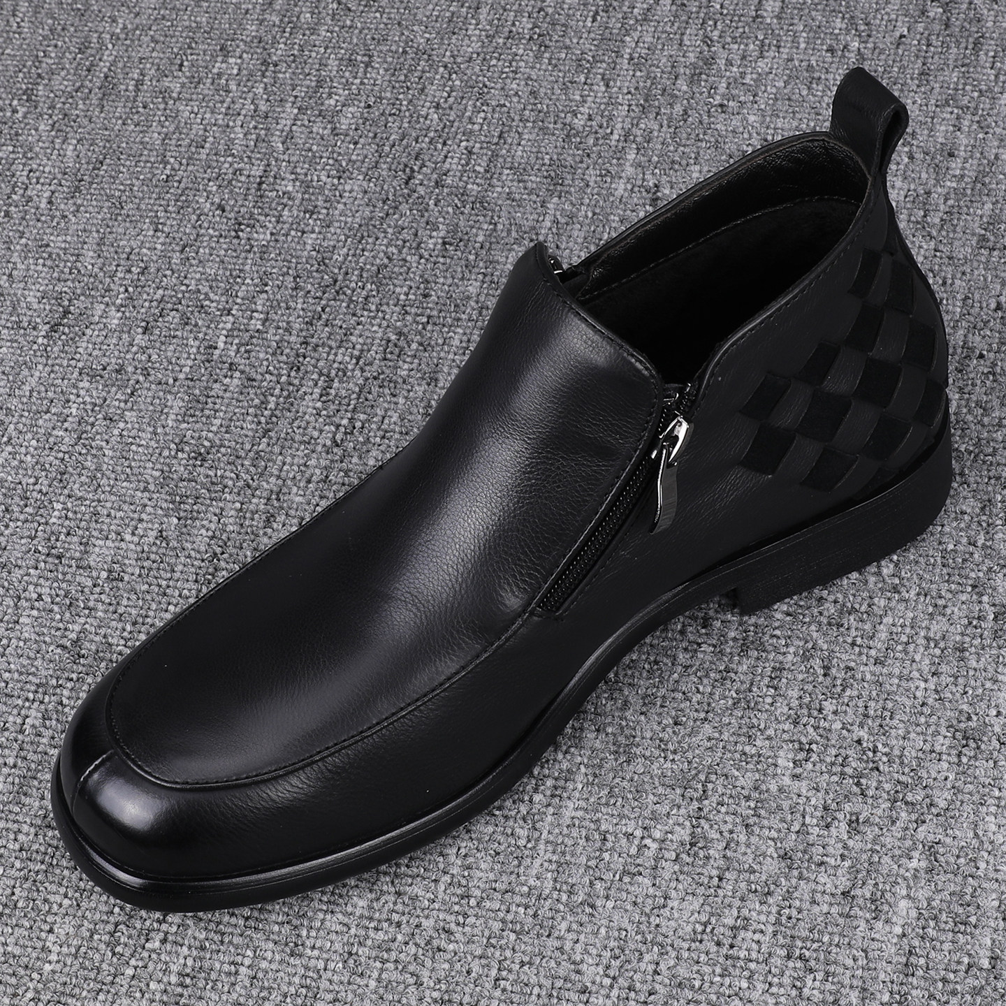 冬季高帮休闲皮鞋男款真皮侧拉链加厚保暖二棉鞋切尔西皮靴马丁靴