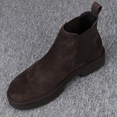 加绒棉鞋 反绒高帮鞋 冬季 厚底发泡橡胶软底男鞋 切尔西靴马丁靴 男款