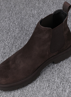 反绒高帮鞋男款厚底发泡橡胶软底男鞋冬季加绒棉鞋切尔西靴马丁靴