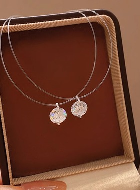 透明鱼线锆石项链女锁骨链配饰