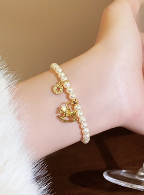 碎碎冰小马钱币珍珠手串女手饰