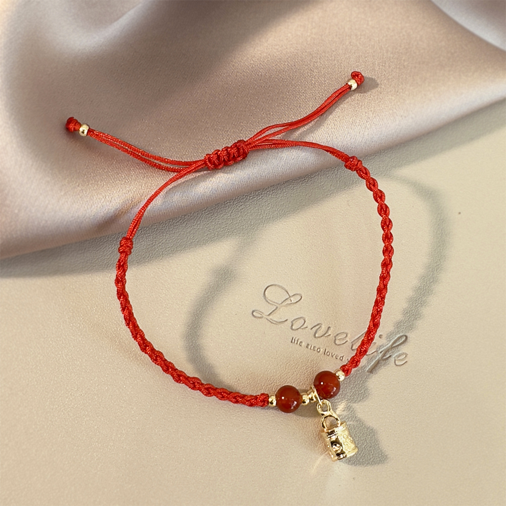 2024新款本命年龙年红色手链女高级感喜庆编织玛瑙手绳新年手饰