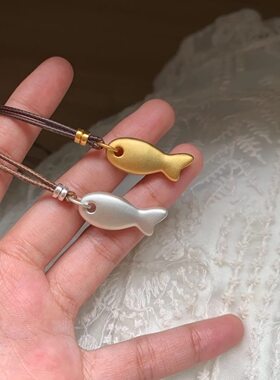 韩系ins风小鱼吊坠长款毛衣链