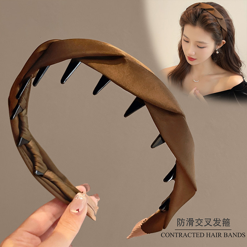 高颅顶交叉发箍女2026新款发带洗脸用头箍带齿压发卡成人发捆头饰