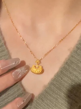 新中式如意平安锁吊坠项链
