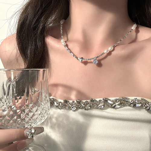 碎银子爱心珍珠项链女气质