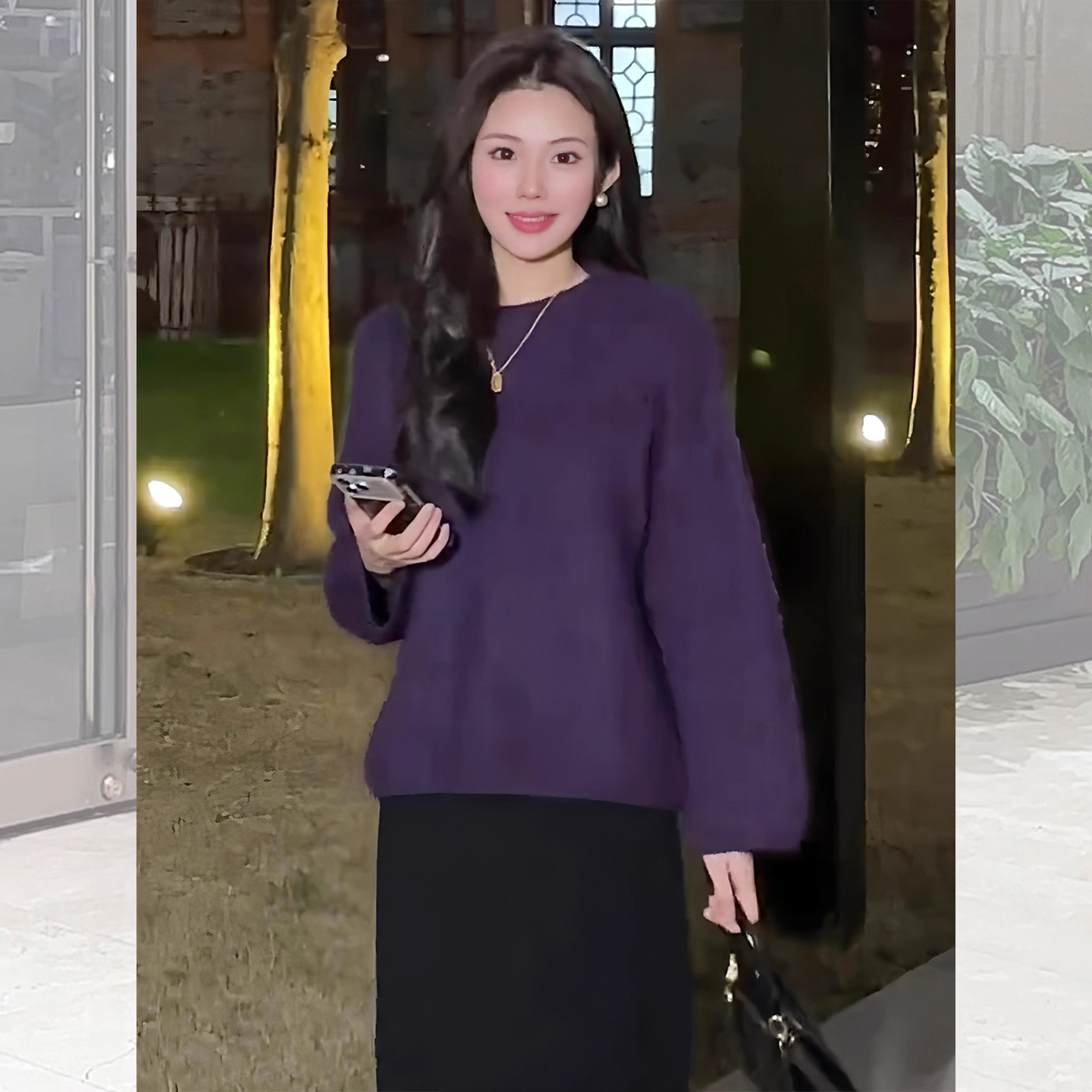 复古软糯圆领套头毛衣女