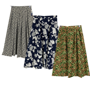 vintage复古高腰A字半身裙日本制文艺森系气质优雅花色中长裙