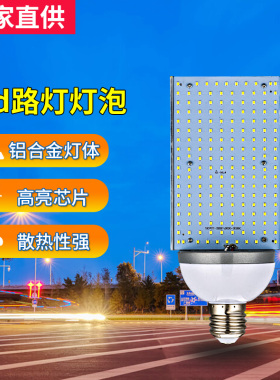 LED路灯灯泡E40螺口横插庭院道路户外大功率单面发光替换高压钠灯