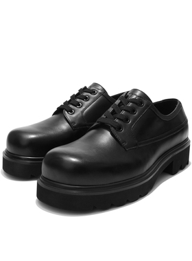 OAMRIA 牛皮厚底增高大头通勤cleanfit微方德比真皮休闲皮鞋男女