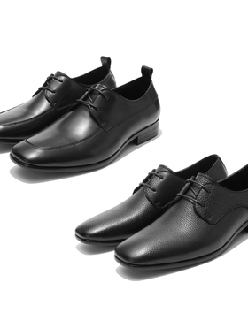 OAMRIA 新款优雅老钱cleanfit薄底肌理牛皮高智感方头皮鞋德比男