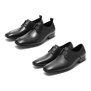 OAMRIA 新款优雅老钱cleanfit薄底肌理牛皮高智感方头皮鞋德比男