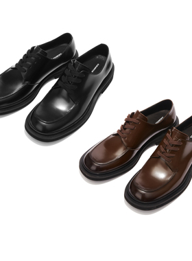 OAMRIA 头层真皮油光烟熏方头德比休闲增高压线复古cleanfit皮鞋