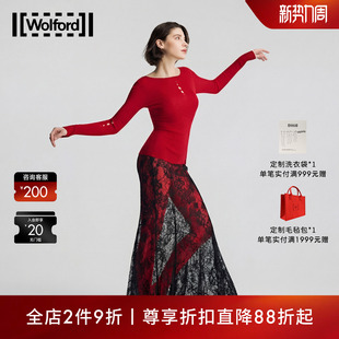 Wolford 新款 沃尔福特纯羊毛镂空长袖 针织衫 53510 打底衫 当季