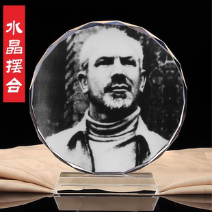 亨利诺尔曼白求恩画像水晶摆台纪念品桌面摆设品