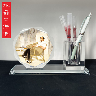 历史伟人邓小平画像水晶摆件工艺品书房桌子摆设品励志可定制图