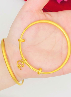 时尚潮流铜镀金沙金古法素面推拉