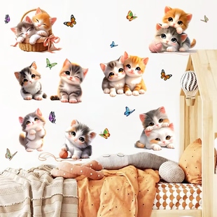 3d创意卡通可爱猫咪墙贴儿童房衣柜装饰补洞遮丑挡小窟窿划痕贴纸