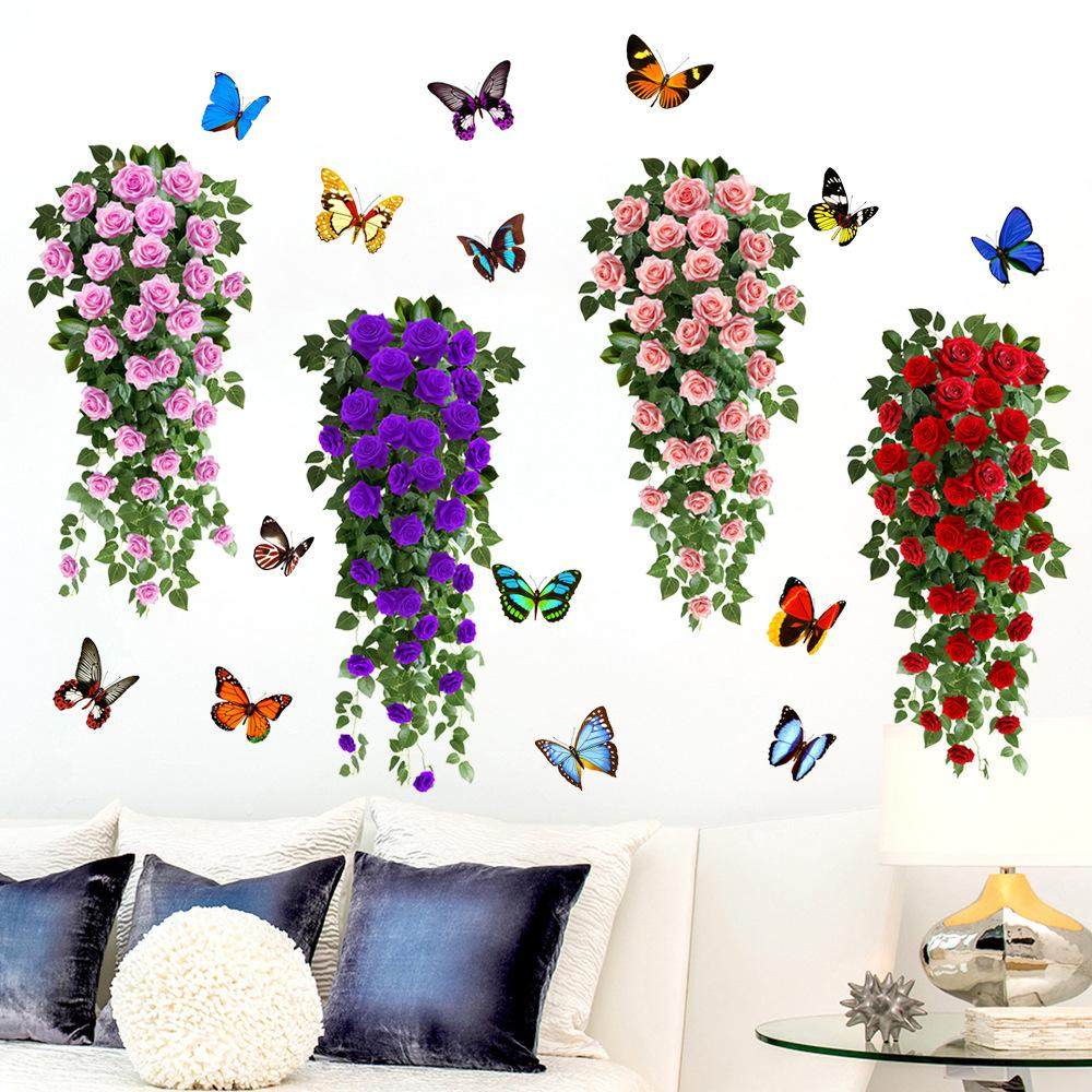 3d立体网红吊篮花朵补洞蝴蝶遮丑美化装饰客厅卧室墙面自粘贴纸画,家居饰品,软装墙贴,淘宝优惠券,粉丝福利购,淘宝优惠卷