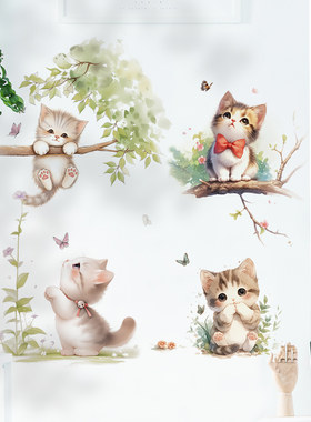可爱小猫咪补洞墙贴出租