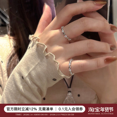 蜜蜂妈手作纯银泡泡钻戒指叠戴