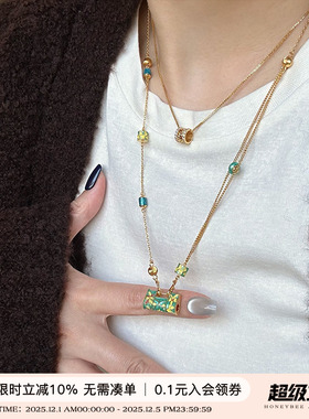 同心珐琅锁双面雕花可调节项链