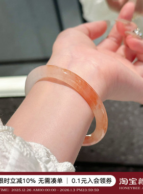 蜜蜂妈手作西柚色金丝玉手镯