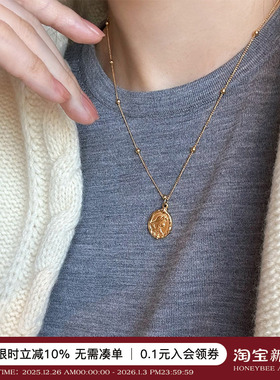双面人鱼金币项链叠戴长款毛衣链