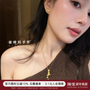蜜蜂妈 马上有钱金币流苏小马吊坠项链女秋冬精致毛衣链圣诞礼物